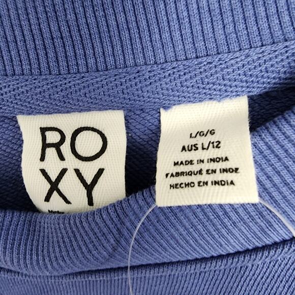 NWT Roxy Bright Lights Crewneck Sweatshirt Large Marlin Cotton Terry Striped - Picture 9 of 13